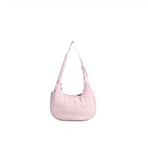 New Nylon Quilted Shoulder Bag with Zipper Closure Adjustable Shoulder Strap Fluffy Large Capacity Tote