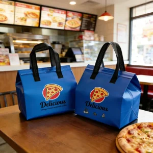 New Pizza Bag Waterproof Aluminum Foil Non Woven Cooler Bag Reusable Food Delivery Insulated Thermal Cooler Tote Bag