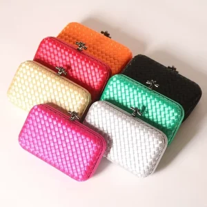 New Polyester Clutch Bag for Women Elegant Solid Color Square Handbag Fashion Bridal Purse for Wedding and Evening Party