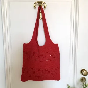 New Red Bag Large Capacity Summer Beach Bag Seaside Vacation Style Commuting Bag Lazy Style Polyester Bag