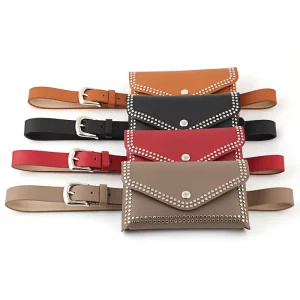 New Rivet BeltBag Pu Leather Fanny Pack Waist Bag for Women Rivet Waist Bag