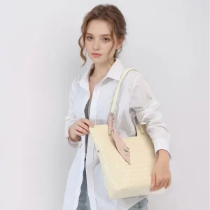 New Simple Fashion Bucket Bag Large Capacity Tote Shoulder Bag Single Strap Polyester for Commuters Niche Design for Women