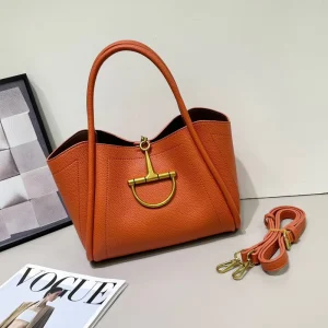 New Simple Stylish Saddle Bag Solid-Color Handbag Shoulder Crossbody Womens Magnetic Closure Metal Lock Buckle