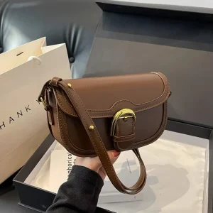 New Spring and Summer Stylish Saddle Bag Textured Crossbody Bag Korean-style Niche Shoulder Bag