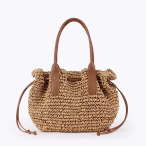 New Straw Woven Large Capacity Women’s ZIP Closure Beach Vacation Casual Handbag
