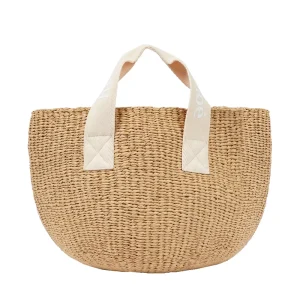New Style Paper Straw Rattan Beach Bag Handmade Summer Women’s Tote Handbag Cotton Lining Flower Embroidery Durable