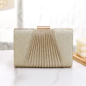 New Style Shiny Pleated Handbag Single Shoulder Crossbody Bag Wedding Dress Evening Bag Clutch