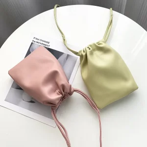 New Style Women’s PU Polyester Lining Phone Crossbody Bucket Bag Drawstring Mini Summer Single Shoulder