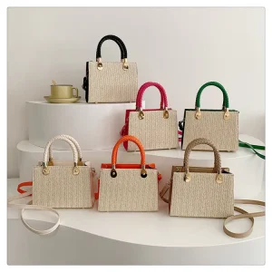 New Style Woven Messenger Bag Fashion Texture Summer Shoulder Bag Small Square Handbag Eco Friendly Beach Straw Bag