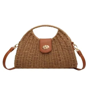 New Summer Woven Bag Women’s Handmade Woven Bag Versatile Crossbody Bag Hand held Tote Bag Vacation Beach Bag