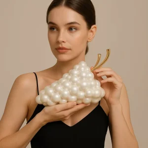 New Trending Fashionable Women Acrylic Purses Creative Fruit Grape Shaped Clutch Evening Bag for Party Wedding Banquet