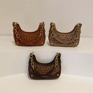 New Trending Leopard Printing Small Crossbody Cute Bag Chic Ladies Purse Women’s Shoulder Bags With Chain