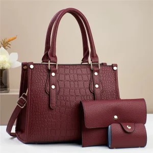 New Trendy Handbags Purses and 3pcs Set Women Ladies High Capacity Handbag PU Wallets Clutches Bags