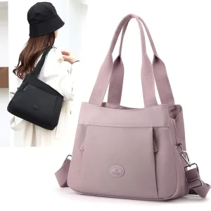 New Trendy Women’s Nylon Handbags Single Room Shoulder Multi Bag Pockets with Zipper Closure Customizable Logo