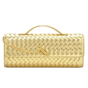 New Trendy Woven Evening Clutch Purses Women Underarm Shoulder Handbag Cute Satchels Crossbody Purse PU Leather Wallet