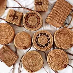 New Vine Weaving Vintage Grass Weaving Beach Tourism Crossbody Bag