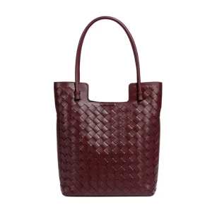 New Women Woven Tote Bag Soft Genuine Leather Top Handle Shoulder Purse for Spring Summer