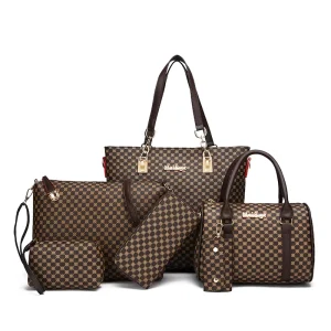 New Women’s Handbags European American Fashion Six Piece Set Mother Daughter Bags PU Bucket Shoulder Crossbody Bags Foreign