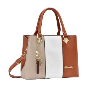 New Women’s Retro PU Leather Messenger Bag Lightweight Foldable Water Resistant Zipper Closure Two Straps Handbag