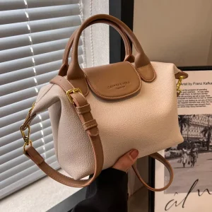 New Womens Spring PU Crossbody & Shoulder Bag Stylish Versatile Handheld Bucket Bag with Stitch Chain