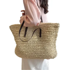 New Woven Bag Straw Mesh Tote Bag Beach Shoulder Bag Hobo Women Foldable Large Capacity Bag for Holiday