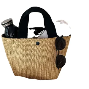 New YCH Vintage Style Women’s Straw Tote Bag Open Closure Factory Direct for Summer Beach Use
