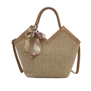 New style single shoulder straw woven bag large capacity tote bag perfect for beach vacations and seaside trips