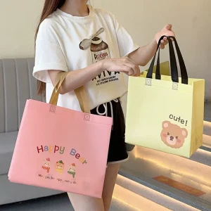 Non Woven Fabric Durable Tote Bag Customizable Logo Eco Friendly Recyclable Silk Screen Printed Solid Color Gift Craft