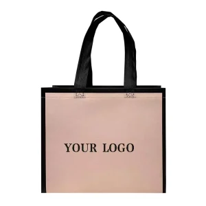 Non Woven Fabric Handle Shopping Bag Recyclable with Logo Clothing Packaging Bags Green pink White Yellow