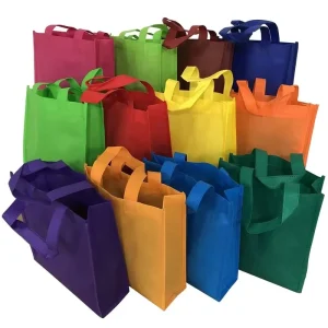 Non-Woven Fabric Reusable Printed Tote Bag Customizable Eco-Friendly Recyclable Button Closure Packaging Solid Color Supermarket