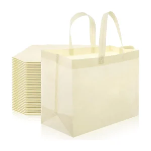 Non-Woven Fabric Reusable Silk Screen Printed Tote Bag Customizable Eco-Friendly Recyclable Button Closure Grocery Supermarket