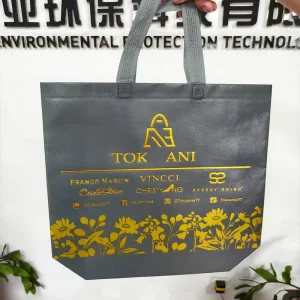 Non-Woven Shopping Bag with Gold Hot Stamping Logo Custom Printed Reusable Eco Tote Bag Factory