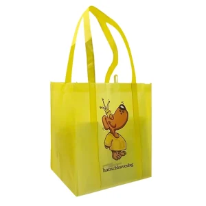 Non Woven Yellow Tote Bag Reusable Promotions Gift Shopping Bag Budget Non Woven Bag with Reinforce Long Handle