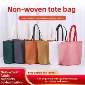Non woven Eco Friendly Laminated Tote Bags Custom Made Gift Bags for Apparel Stores Silk Screen Printed with Custom Logo