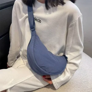 Nylon Crescent Dumpling Banana Moon Daypack Small Crossbody Messenger Bag Adjustable Strap Zipper Portable for Women