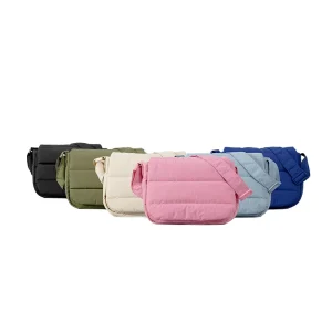 Nylon Crossbody Messenger Bag Men and Women’s Fashion Quilted Puffer Design Small Puffy Shoulder Bag