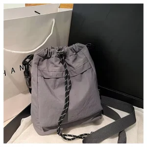 Nylon Light Luxury Casual Small Bag New Simple High end Drawstring Bucket Bag Versatile One Shoulder Phone Bag