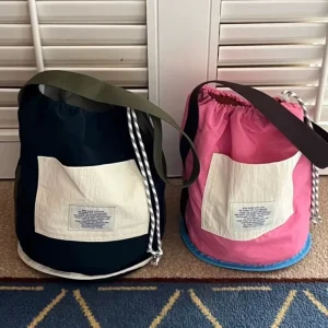 Nylon Material Fashion Large Capacity Colorful High Quality Custom logo Design Foldable Tote Bucket Bag