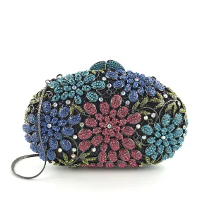 OC3684 Sparkling Stone Evening Bag with Secure Magnetic Switch and Flat Bone Chain for Ladies Night Out and Club Party