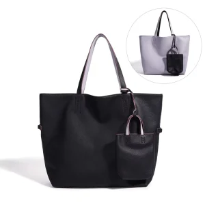 ODM OEM Genuine Leather Double Sided Top Layer Cowhide Tote Bag Crossbody Bag Large Capacity Shoulder Bag