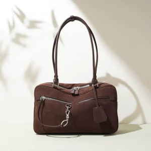ODM OEM New Single Shoulder Zipper Suede Fashion Lady Simple Pillow High-end Retro Tote Bag Hand Carry All-Match Women’s