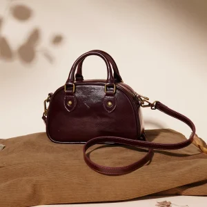 ODM&OEM Custom Top Grain Genuine Leather Minimalist Handbags Manufacturers China Women’s Shoulder Bag