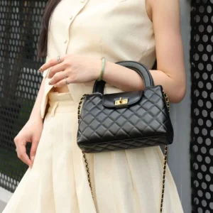 ODM&OEM Manufacturer Genuine Leather Bag Elegant Chain Bag Quilted Crossbody Bag High End Feel Women Custom Handbag