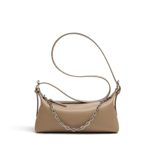ODM&OEM Manufacturer New Niche Vintage Genuine Leather Trendy Zipper Closure Chain Crossbody Shoulder Bag Women