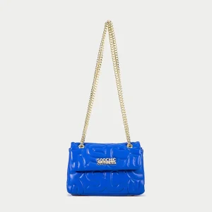 OEM Add Metal Logo Customized Leather Shiny Gold Mini Flap Shoulder Bag with Chain for Women Lady
