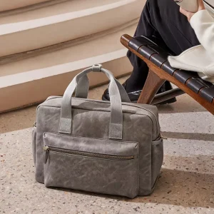 OEM Custom Logo Weekender Bag Men Women Grey Travel Duffle Bag with Adjustable Strap