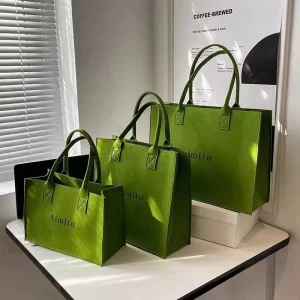 OEM Fashion Big Capacity Shopping Grocery Black Extra Large Custom Felt Tote Bag With Logo