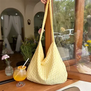 OEM New Summer Hollow Bubble Grid Single shoulder Armpit Canvas Bag Fresh Candy Color