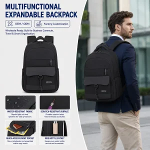 OEM ODM 17.3 Inch Convertible Tech Waterproof Business Backpacks 40L Large Travel School Bag Shoe Compartment