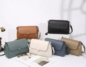 OEM ODM Fashion Classic Pebbled Real Genuine Leather Multi Color Ladies Small Messenger Square Flap Crossbody Bag